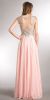 Beaded Brocade Lace Mesh Top Long Formal Prom Dress back in Blush